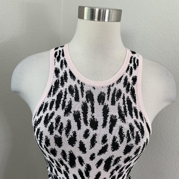 McQ Alexander McQueen Dress Womens IT38 Pink Black Knit Animal Print Belted - Picture 3 of 11